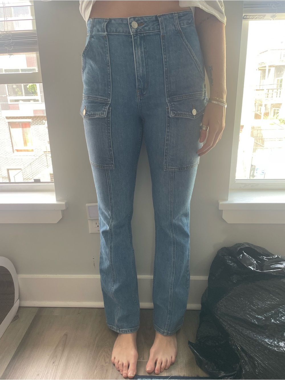 10 Crosby Derek Lam Light Blue Straight-Leg Utility Jeans